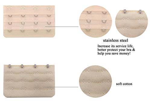 Women Bra Extender, Bra Extender 2&3&4 Hook 3 Row Band Multi Size Lady’s Breathing Room Soft Comfortable Elastic Extension Strap 9pcs4