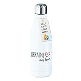 Huuraa Edelstahl-Trinkflasche Ukraine my love Geschenk 500ml White Wasserflasche Ukraine Präsent