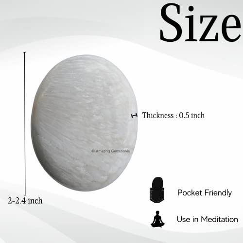 Image of Amazing Gemstone Scolecite Crystals and Healing Stones - Extra Large Palm Stone Crystals Piedra - Crystal for Good Luck, Positive Energy, Meditation - Unique Stocking Stuffers Gifts for Women, Men