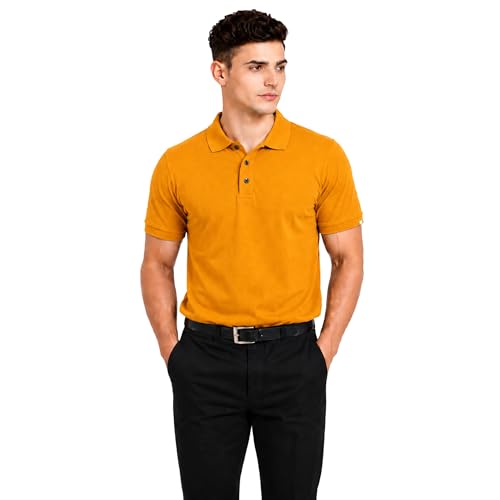 Image of Men's Plain Polo T-Shirt | Cotton Blend Regular Fit Casual Collar T-Shirt