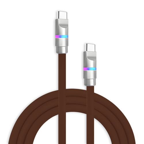 Image of chubbycable Neon Chubby - Fast Charge Cable with Smart Light RGB Color Gradual Light Up LED USB Charging Cable, Chocolate, Type-C to Type-C, 13.1 FT