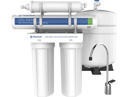 Pentair Pentek GRO-2550 Reverse Osmosis Drinking Water System, Under Sink 4-Stage Filtration System with High-Recovery GRO-50 Encapsulated RO Membrane, 50 Gallon per Day