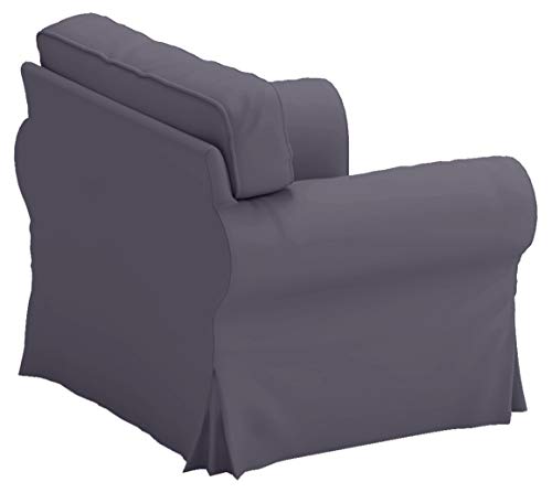 Image of Cotton Ektorp Chair Cover Compatible with IKEA Armchair Sofa Slipcover | Heavy Duty Cotton Ektorp Chair Cover Replacement Only Dark Gray Color