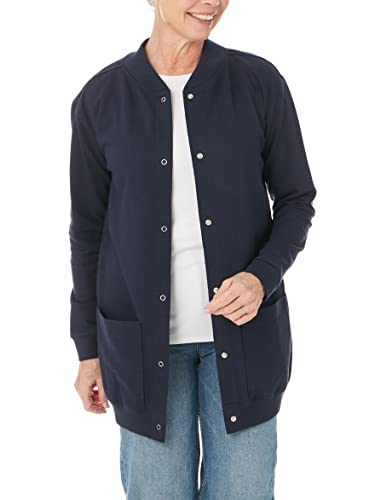 Image of AmeriMark Women Fleece Snap Button Cardigan Sweatshirt Coat - Ladies Soft Lightweight Warm Long Sleeve Jacket with Pockets