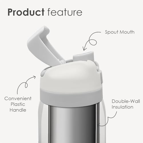 Image of Stripe Insulated Stainless Steel Water Bottle with Straw for Sports and Travel, 32oz, Gifts for Women Girls Friends Teens Birthday Christmas (Grey)