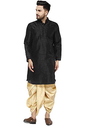 Kurta Dhoti de mezcla de seda exclusivo atuendo masculino con caída Premium