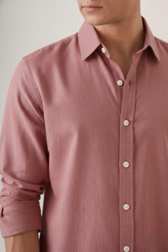 Image of CRYSTAL SKY Men Airy Linen Cotton Shirt Regular Fit Full Sleeves Solid Formal Shirt Stylish Daily Casual Office Wear