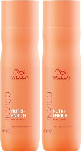 Image of Wella Professionals Invigo Nutri-Enrich Shampoo for Damaged Hair | 250 ml | Nourishing, Hydrating Hair Cleanser for Dry Hair | With Goji Berry Nutrients (Pack of 2)