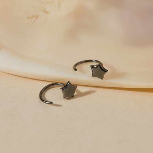 Image of CHIC & ARTSY 925 Sterling Silver Half Hoop Earrings for Women, Small Huggie Hoops Set with Ball Bar Star Moon Cross & Pearl, Lightweight Comfort Fit Everyday & Sleep Earrings