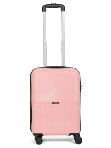 Image of Teakwood Small Size 8 Wheels Trolley Bag, Hard Cabin with Zipper Closure, Adjustable Push Button & Cross Side Strap, Number Lock System 360 Degree (Small, Rose)