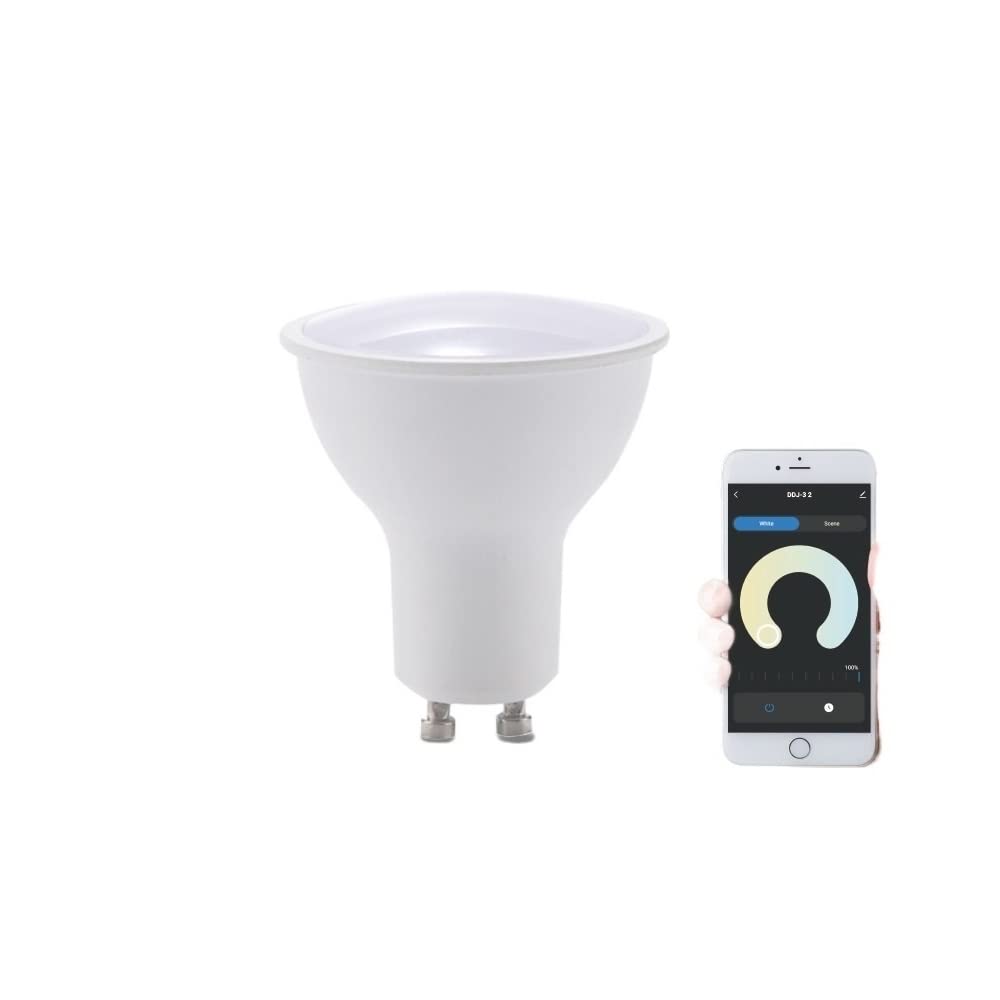 HHF Iluminación del hogar, Paquete de 10 luces LED AC220V 5W GU10/E27/MR16 2835SMD WIFI Bluetooth Smart APP Lámpara reguladora de intensidad de color 2700-6000K(GU10)