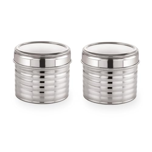 Image of Sizzle Roxy Stainless Steel Container Set with See Through Lid, Multipurpose Kitchen Storage Dabba for Sugar, Snacks, Dry Fruits, Namkeen | Leak-Proof Food Storage Organizer |800ML - 2 pcs