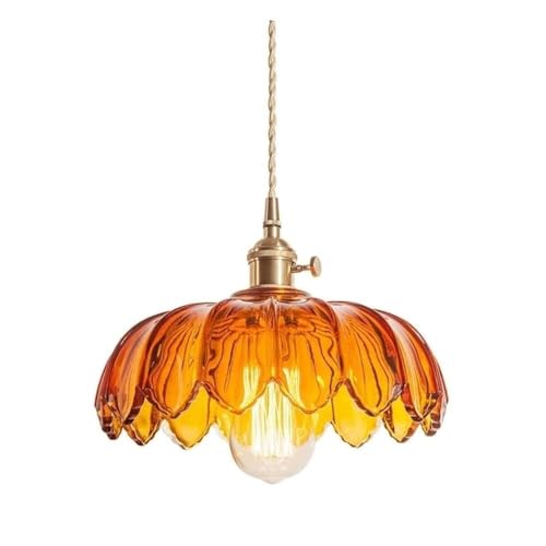Suspension industrielle verre ambré de prestige et laiton minimaliste E27