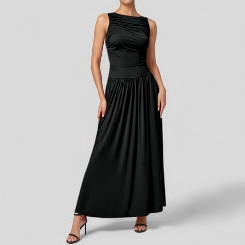 Robe longue col rond fluide pour affiner votre silhouette