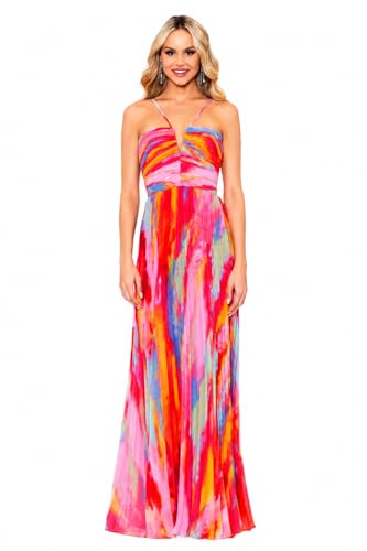Image of Xscape Womens Sleeveless Long Halter Neck Print Dress