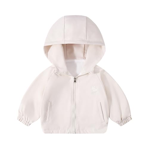 Kids Girls Cute Hoodie Rain Jacket Zip Up Solid Color Long Sleeve Windbreaker Adorable Lightweight Coat For Toddler Boys
