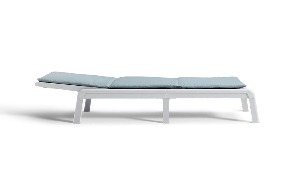 Keter Mallorca Sonnenliege/Gartenliege – weiß – inkl. grünem Kissen – 4-Fach verstellbar – 187,5×58×29 cm – wetterbeständig & klappbar