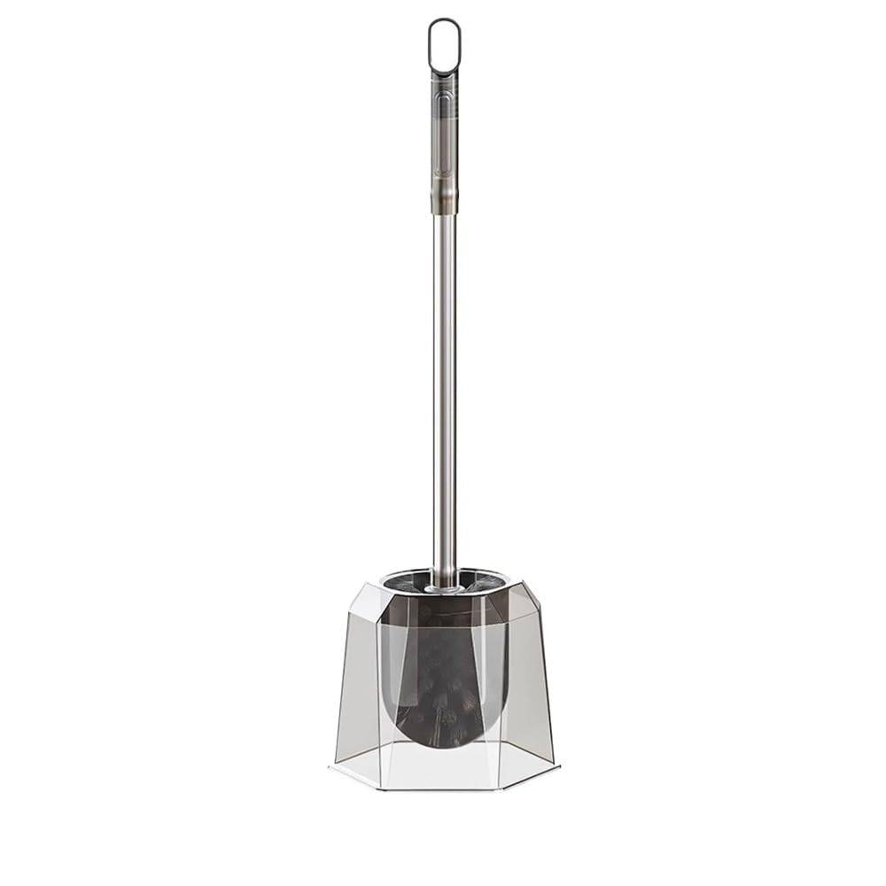 Toilet Bowl Brush Geometric Transparently Toilet Brush Set Stainless Steel Handle Floor Standing