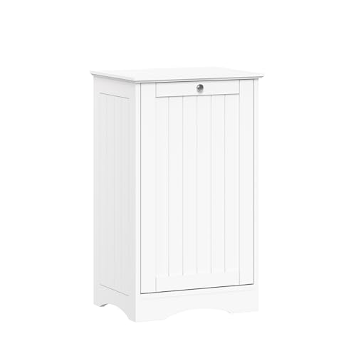 RiverRidge Ashland Beadboard Laundry Hamper - White Cabinet with Removable Cloth Bag & Spacious Top Shelf