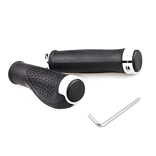 自転車 ハンドルグリップ 白 マウンテンバイク用 クロスバイク用 人間工学に基づくデザイン 握りやすい 滑り防止 ゴム製【取付工具付き】 (ホワイト)