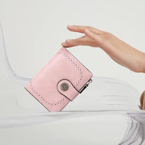 Image of Small Wallet for Women Bifold Credit Card Holder RFID Blocking with Zipper Pocket