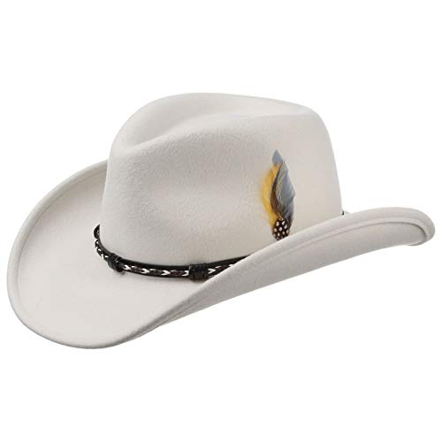 Stetson Sombrero VitaFelt Amasa Mujer/Hombre - Made in USA de Fieltro Vaquero con Banda Piel Verano/Invierno - S (54-55 cm) Blanco