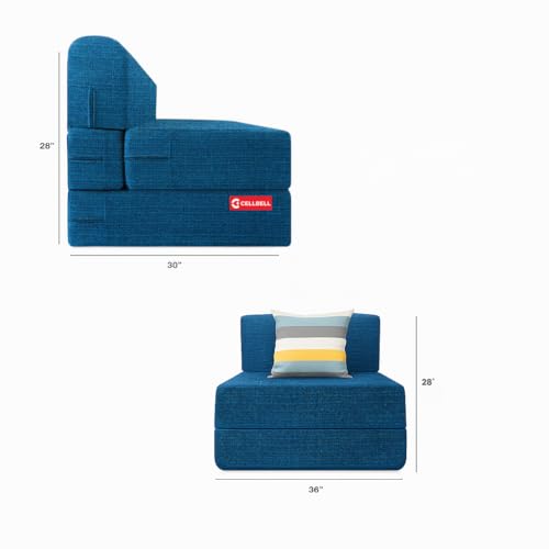 Image of CELLBELL Comfy Sofa Cum Bed 3x6 Feet | Foldable Dual Use Couch Bed with Soft Cushions, Washable Fabric & Sturdy Frame | Space Saving Modern Design for Living Room, Bedroom & Guest Use (Teal)