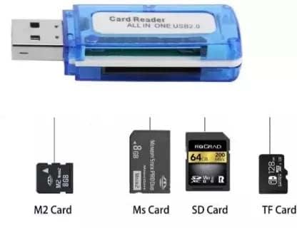 Image of Original 4 in 1 USB 2.0 Card Reader Supported Memory Cards for Compatible with Micro SD, Mini SD, SD, SDXC, Micro M2, Memory Stick (Multi Colour)