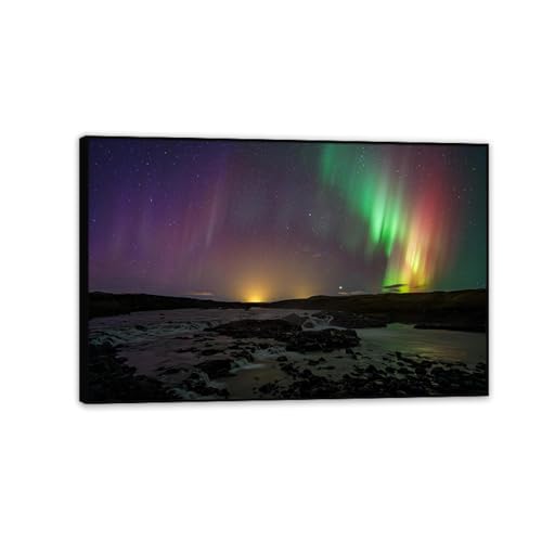 Tableau arbres aurores pour illuminer un couloir étroit sans perçages lourds