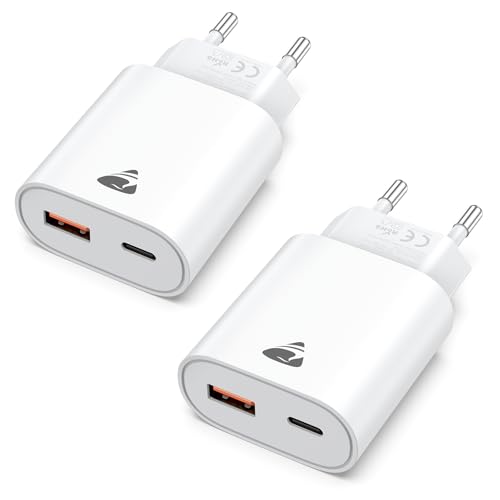 USB C Ladegerät 2er Pack 20W Schnellladegerät mit 2-Fach USB Stecker (USB-C & USB-A) Handy Ladegerät mit PD 3.0 Power Adapter USB Netzteil für iPhone Samsung Fast TypC Charger Mehrfach Ladestecker