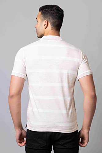 Image of PRORIDERS Half Sleeve Cotton Blend Fabric Collared Regular Fit Men's Polo Striper Tshirt with Pocket for Casual wear