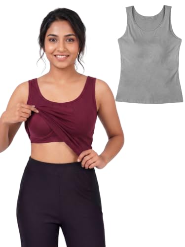 Image of DChica Essentials Women's Padded Tank Top, Soft & Supportive Fit, Seamless Non-Wired Cami Bra, Comfortable Stretch Fabric, Innerwear for Women