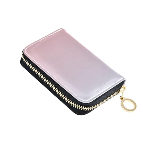 Floral Wallets for Women Small Credit Card Holder RFID Blocking Blush Pink Elegant Blue Gradient Zipper Wallet with Coin Pouch