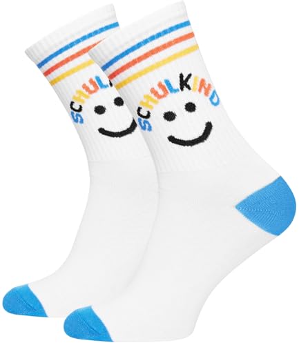 TODO Schulkind Socken Jungen und Mädchen Schulanfang Geschenk Einschulung Socken Schulkind 28-32 Blau Schultüte Sportunterricht (BA-N 28-32)
