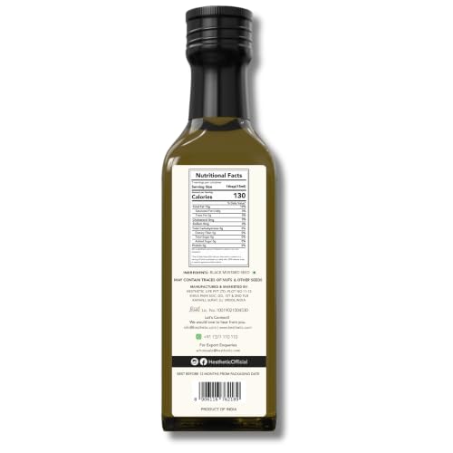 Image of HESTHETIC Cold Pressed Black Mustard (Sarson) Oil 100ML | Pure Sarson Ka Tel | Natural-Aroma Unrefined Cooking Oil for North Indian & Bengali Cuisine | German-Tech Single-Screw Press