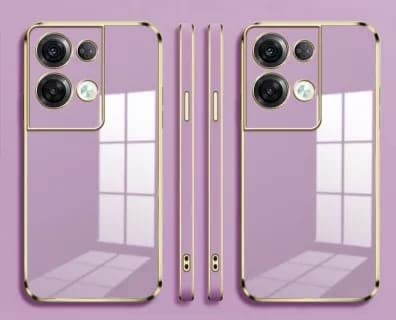 Image of Apurb Store for Oppo Reno 8 Pro 5G Plating Square Gold Frame Phone Case Luxury Soft Silicone Back Cover (for Oppo Reno 8 Pro 5G, Purple)