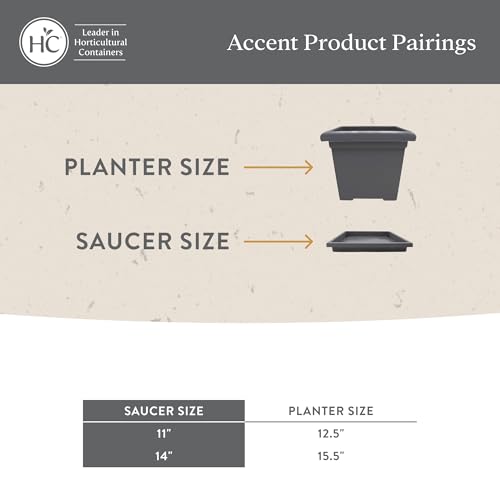 image for The HC Companies Accent Square Plant Saucer - Durable Plastic Trays fo