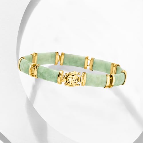 Ross-Simons Jade Good Fortune Bracelet in 18kt Gold Over Sterling - Image 6