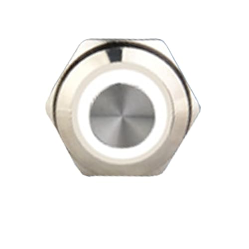 Interruptor de botón pulsador metálico con autobloqueo de 16mm blanco de 12V a 24V 1