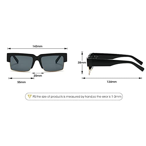 willochra Fashion Wide Leg Sunglasses For Women Vintage Flat Rectangle Y2k Sun Glasses Men Black Gradient Hip Hop Eyewear4