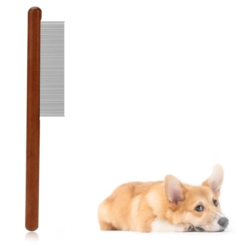 Image of Emily Pets Grooming Comb for Dogs & Cats | Wooden Handle | Flea & Lice Remover | Detangler for Long & Short Hair | Pet Hair Comb for Small & Medium Pets (Small)
