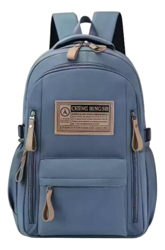 Mochila Grande Reforçada, Impermeável, com Compartimentos Amplos para Escola, Trabalho e Viagem, Alças Acolchoadas (Azul)