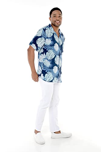 Image of Matchable Couple Hawaiian Shirt or Dress Signature Prints Pacific Palm | Sold Individually; Matchable Couple Collection; Soft Comfortable Fabric; Signature Tropical Prints; Vacation Ready