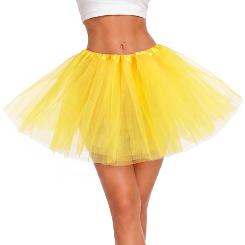 Tutus for Women Adult Tutu Tulle Skirts Costumes for Women 5 Layered Womens Tutu Skirts for Girls Teens Halloween Yellow