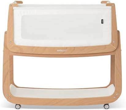 SnuzPod 5 Bedside Bassinet for Baby - Newborn Bed with Breathable Windows, Rocking Bedside Sleeper with Lift-Off Bassinet, Portable 3-in-1 Baby Cradle with Wheels & Mattress