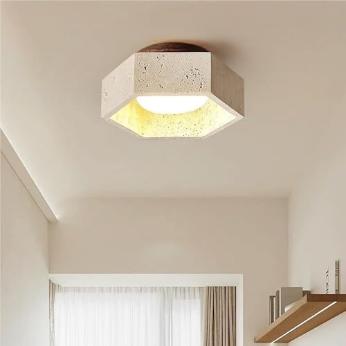 Plafonnier LED moderne en travertin et bois de style nordique