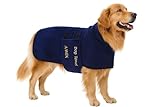 AIWEK Dog Towel Dog Bathrobe, Microfiber Super Absorbent Pet, Quick Drying Robe for After Bath, Adjustable Collar & Belly Strap Pet Cat Bath Robe Towel Blue-M