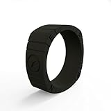 QALO Men's Black Compass Silicone Ring, Size 10