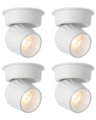 Image of LED Indoor Ceiling Spotlight, Hardwired Directional Dimmable Fixture | 12W Modern Spot Light Indoor, 350 Rotation, Surface Mount Accent Light for Picture Painting Living Room Bedroom, CRI97 White