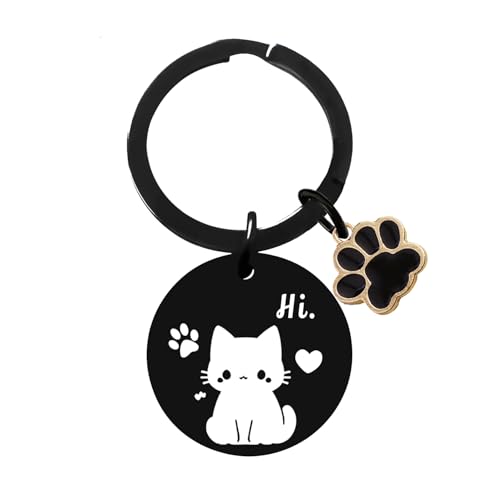 Yrerndre Divertido llavero de gato para amantes de los gatos, bonita joyería de gato, decoración de gato, cosas de gato kawaii, regalos de gato negro para mujeres, gato, mamá, papá, regalo para hija
